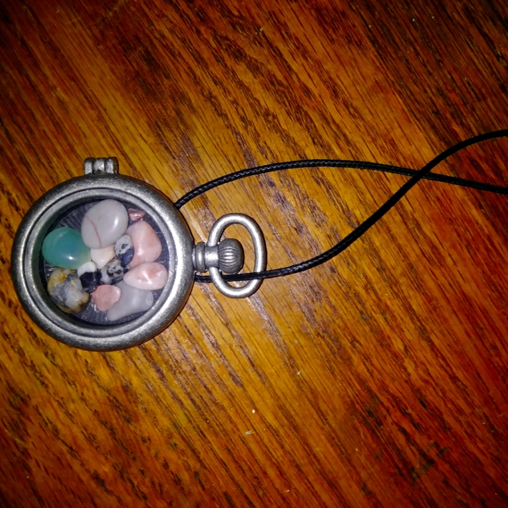Hand made necklace wiyh multiple small tumbled stones